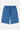 Short Ninon Bleu de face à plat, effet délavé bleu moyen, cordon de serrage et fleurs de lys brodées