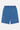 Short Ninon Bleu vu de dos à plat, effet délavé bleu moyen et trois fleurs de lys brodées