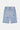 Short Jomo Bleu Jean à plat, vue de dos, poches arrière, inscription ELEVENPARIS au dos de la ceinture et fleurs de lys