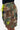 Short Parker Camouflage vu de profil, poche zippée latérale, cordon jaune fluo et écusson coeur à croix