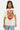 T-shirt Pasly Écru porté par une mannequin femme, plan buste de face, pêche souriante ELVN Life is a joke