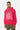 Sweat à capuche Fepito Rose fuchsia porté par un mannequin homme, toile d'araignée imprimée et lettrage sur le devant