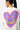 T-shirt Pinerolo Écru porté, zoom de dos sur le grand coeur en mosaïque violet et rose cerclé de rose vif