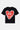 T-shirt Pinerolo Noir de dos à plat, grand coeur souriant en mosaïque rouge cerclé de blanc, fond blanc