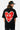 T-shirt Pinerolo Noir porté par un mannequin homme en casquette de dos, grand coeur souriant en mosaïque rouge et blanc
