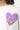 T-shirt Pinerolo Écru, zoom sur le coeur souriant en mosaïque violet et rose cerclé de rose, brodé sur la poitrine