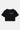 T-shirt court Plume Noir de face à plat, inscription New York blanche en lettres gothiques sur la poitrine
