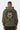 Sweat à capuche Poncho Kaki porté par un mannequin homme de dos, smiley No Snitch noir et blanc cerclé de lettres gothiques
