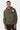 Sweat à capuche Poncho Kaki porté par un mannequin homme, de face, deux fleurs de lys blanche et noire sur la poitrine