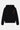 Sweat à capuche Poncho Noir de face à plat, poche kangourou, fleurs de lys dorées brodées sur la poitrine et la manche
