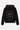 Sweat à capuche Poncho Noir de dos à plat, grand smiley No Snitch doré entouré de lettres gothiques, fond blanc