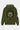 Sweat à capuche Poncho Kaki de dos à plat, grand smiley No Snitch noir et blanc cerclé de lettres gothiques Elevenparis