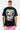 T-shirt Portofino Noir porté par un mannequin homme, de dos, grand cœur blanc et inscriptions Love et Amor colorées