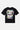T-shirt Portofino Noir à plat, de dos, grand cœur blanc et inscriptions Love et Amor en couleurs pastel