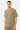 T-shirt Power Kaki porté par un mannequin homme, de face en plan taille, poche écusson orange sur la poitrine