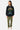 Sweat col rond Pozuelo Noir délavé porté en pied par un mannequin homme, pantalon cargo kaki, inscription Iconic Madame