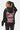 Sweat à capuche zippé Pyroma Noir porté par un mannequin femme, de dos, grand cœur gris, Love Amor roses et capuche brodée