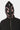 Sweat à capuche zippé Pyroma Noir, zoom sur la capuche fermée par la fermeture éclair, visage smiley rose brodé