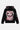Sweat à capuche zippé Pyroma Noir à plat, de dos, grand cœur blanc, inscriptions Love Amor roses, cœurs sur la capuche