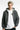Blouson bomber Eschott Gris porté par un mannequin homme, de face, capuche grise, patch cœur noir et poche de manche zippée
