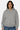 Sweat zippé à capuche Taiwan Gris Chiné porté de face par une mannequin femme, coeurs sur les manches