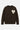 Pull col rond Tedmo Cacao marron en maille à plat, de face, grand cœur écru à visage smiley croisé