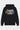 Sweat à capuche Tenley Noir à plat, de face, lettrage Eleven Paris et patchs ELVN multicolores