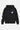 Sweat à capuche Tfila Noir à plat, de face, poche kangourou, fleurs de lys blanche et violette sur la poitrine et la manche