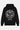 Sweat à capuche Theo Noir à plat, de dos, grande fleur à cœur smiley blanc No Snitch et inscription City of ELVN
