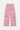 Jogging Tilman Rose à plat de face, jambe large, cordon et fleurs de lys violettes et blanches