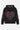 Sweat à capuche zippé Toda Noir à plat de dos, grand coeur ornemental rose et inscription gothique sur la capuche