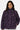 Veste polaire zippée Tong Aubergine portée de face par une femme, col montant et motif cachemire