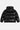 Doudoune à capuche Toupie Black noir brillant vue de dos à plat, capuche et cordons de serrage en bas