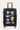 Valise Fugers Noir S de face, coque noire avec patchs colorés, poignée et roulettes orange