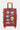 Valise cabine Fugers Rouge S face avant, coque rouge ornée de patchs smileys et fleurs, roulettes orange
