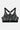 Brassière de sport Judoka Bandana Noir à plat de face, motif cachemire blanc, bretelles croisées et coeur sur la bande