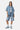 Chemise en jean Jemy Bleu Jean portée ouverte sur t-shirt blanc, avec short assorti, mannequin femme en pied de face