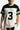 T-shirt Joinville Noir et écru façon maillot en gros plan, numéro 3 noir, inscription verte Eleven Paris No Snitch en arc
