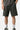 Short Ninon Gris en molleton gris anthracite, plan taille et cuisses, cordon de serrage et motif fleur de lys