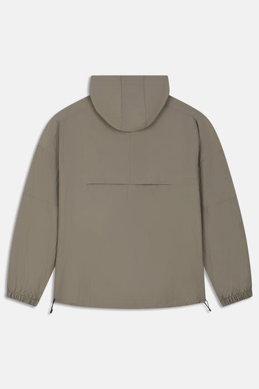 Veste coupe-vent Jaway Kaki vue de dos à plat, capuche et poignets élastiques