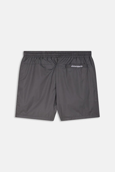 Maillot de bain Nibby Noir délavé vu de dos à plat, gris anthracite, poche arrière avec inscription blanche
