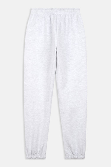 Jogging Mihai Gris chiné vu de dos à plat, taille élastiquée, bas de jambes à bords côtes et dos uni