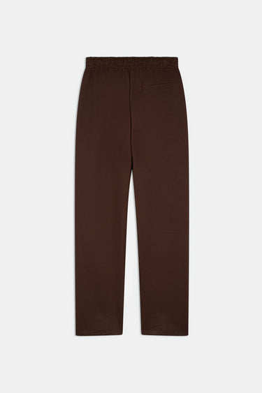 Jogging Fallone Marron vu de dos à plat sur fond blanc, taille élastiquée et petite poche