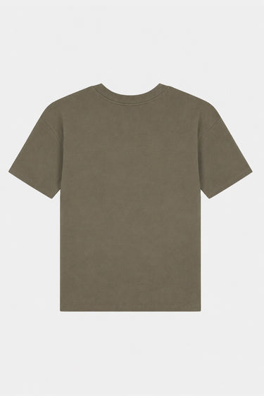 T-shirt Jerusalema Kaki à plat, vue de dos, col rond, coupe ample sans motif