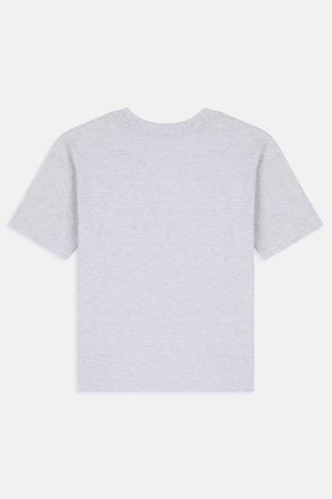 T-shirt Jerusalema Gris Chiné à plat, vue de dos, col rond, coupe ample sans motif