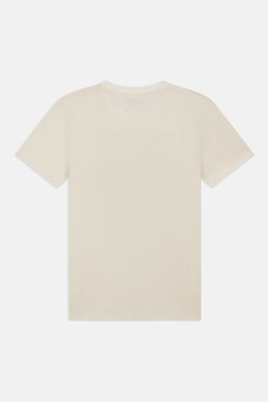 T-shirt Pasly Écru de dos à plat, dos uni sans motif, col rond, fond blanc studio