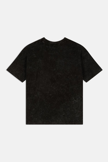 T-shirt Pharell Noir Délavé de dos à plat, dos uni sans motif, col rond, fond blanc studio