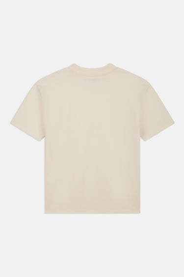 T-shirt Power Écru à plat, vu de dos, uni sans motif, col rond et manches courtes