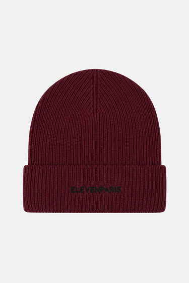 Bonnet Snoop Bordeaux à plat vu de dos, inscription ELEVENPARIS brodée noire sur le revers