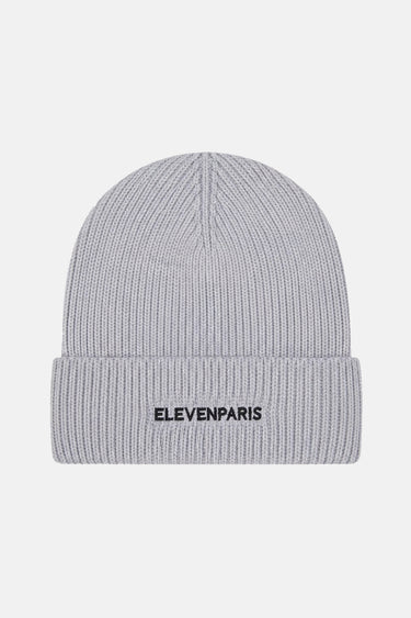 Bonnet Snoop Gris chiné à plat vu de dos, inscription ELEVENPARIS brodée noire sur le revers